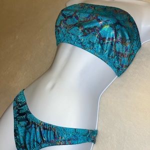 M/L Iridescent Snake Print Bikini / Dance/Rave Outfit Handmade NEW